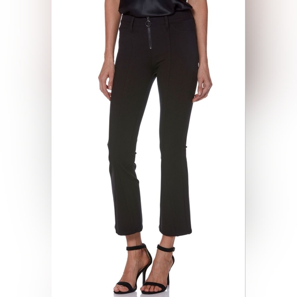 Paige Colette Black Zip Front High Waist Crop Flare Pants Stretch Size 31 Y2K - Picture 1 of 9